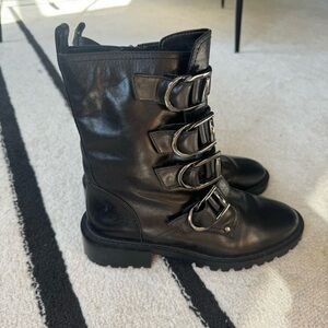 Genuine leather Black Combat boots